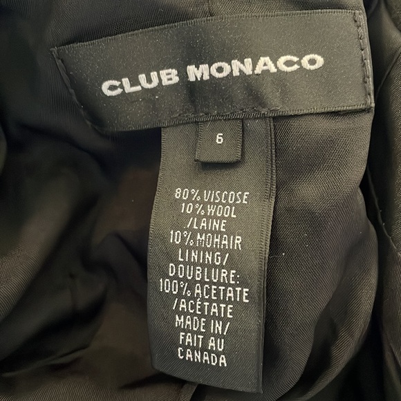 Club Monaco Single Button Black Wool Mohair Blend Minimalist Blazer Jacket Sz 6 - Picture 12 of 14